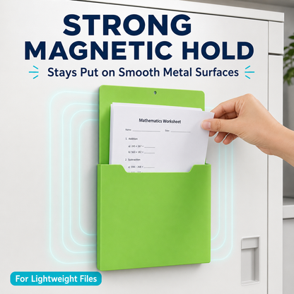 🗂️Magnetic File Organizer🧲 Wall-Mount Folder Holder for Classroom, Office, Whiteboard & Refrigerator