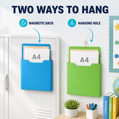 🗂️Magnetic File Organizer🧲 Wall-Mount Folder Holder for Classroom, Office, Whiteboard & Refrigerator