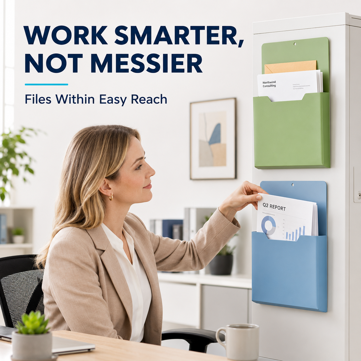 🗂️Magnetic File Organizer🧲 Wall-Mount Folder Holder for Classroom, Office, Whiteboard & Refrigerator