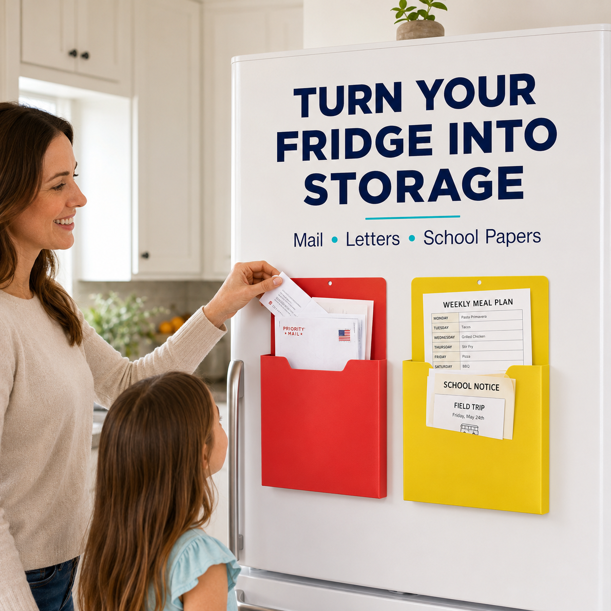 🗂️Magnetic File Organizer🧲 Wall-Mount Folder Holder for Classroom, Office, Whiteboard & Refrigerator