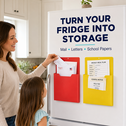 🗂️Magnetic File Organizer🧲 Wall-Mount Folder Holder for Classroom, Office, Whiteboard & Refrigerator