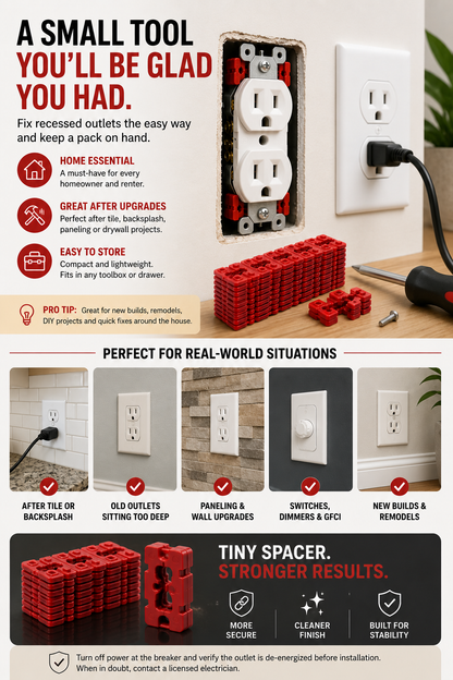 🔌 Snap-Apart Outlet Spacers – Fix Loose & Recessed Wall Outlets