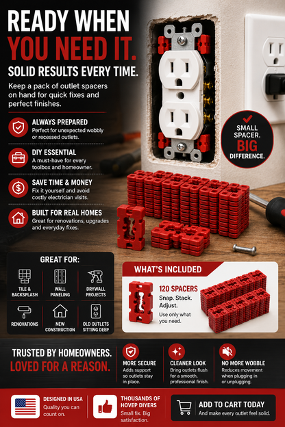🔌 Snap-Apart Outlet Spacers – Fix Loose & Recessed Wall Outlets
