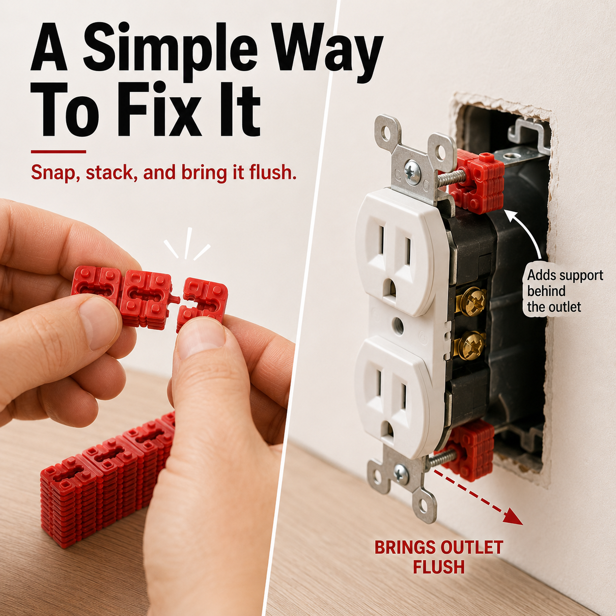 🔥Snap-Apart Outlet Spacers – Fix Loose & Recessed Wall Outlets