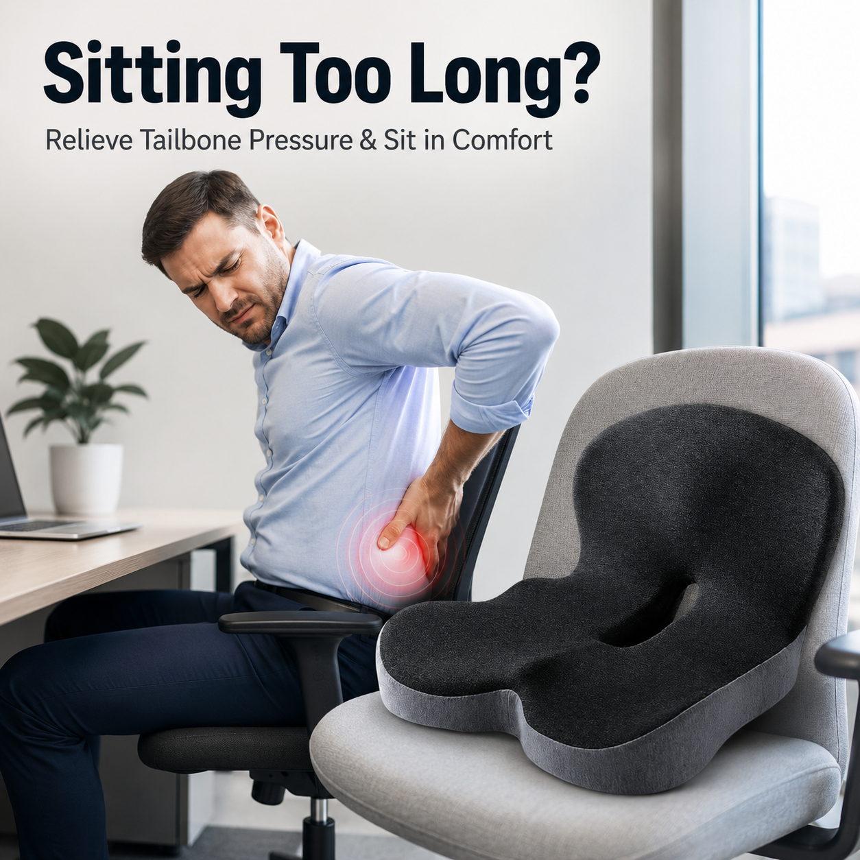 ✨50% off on the last day| Sitting All Day? This Cushion Helps Relieve Back & Tailbone Pressure Instantly