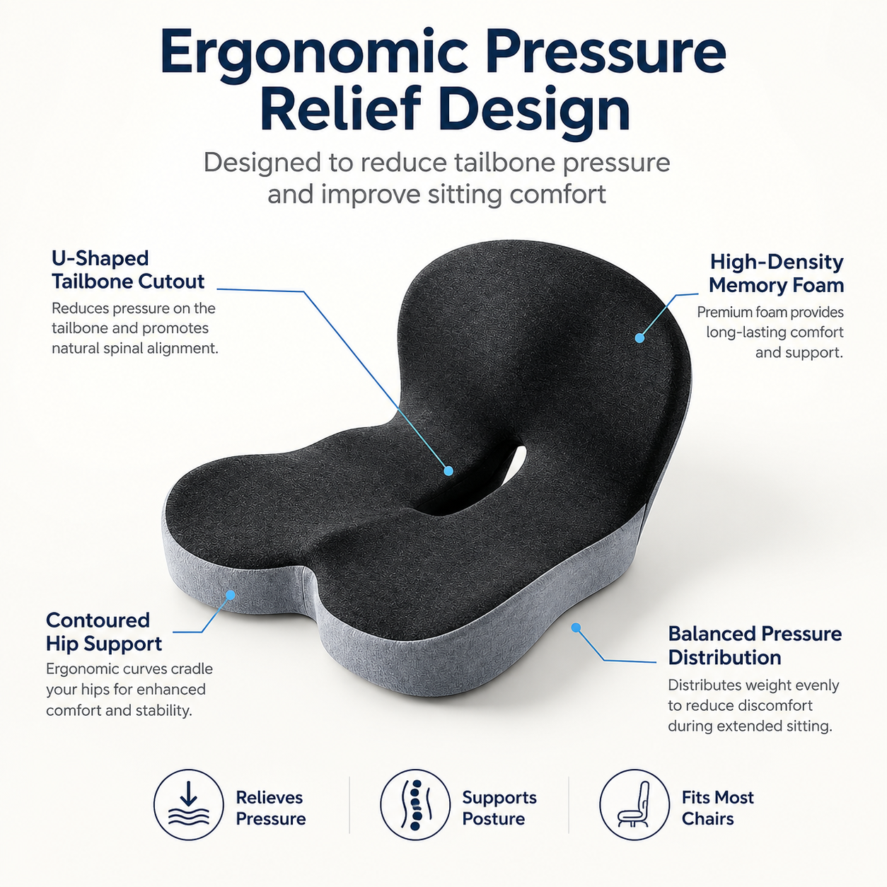 ✨50% off on the last day| Sitting All Day? This Cushion Helps Relieve Back & Tailbone Pressure Instantly