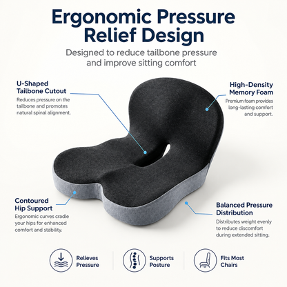 ✨50% off on the last day| Sitting All Day? This Cushion Helps Relieve Back & Tailbone Pressure Instantly