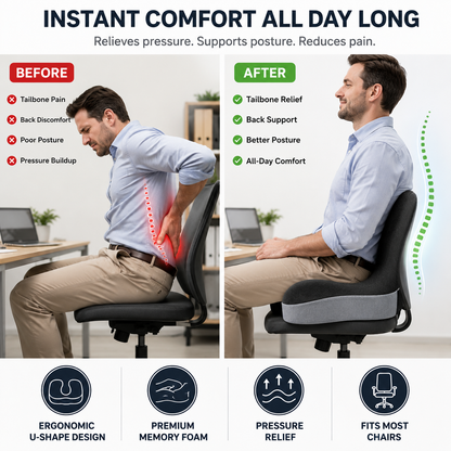 ✨50% off on the last day| Sitting All Day? This Cushion Helps Relieve Back & Tailbone Pressure Instantly