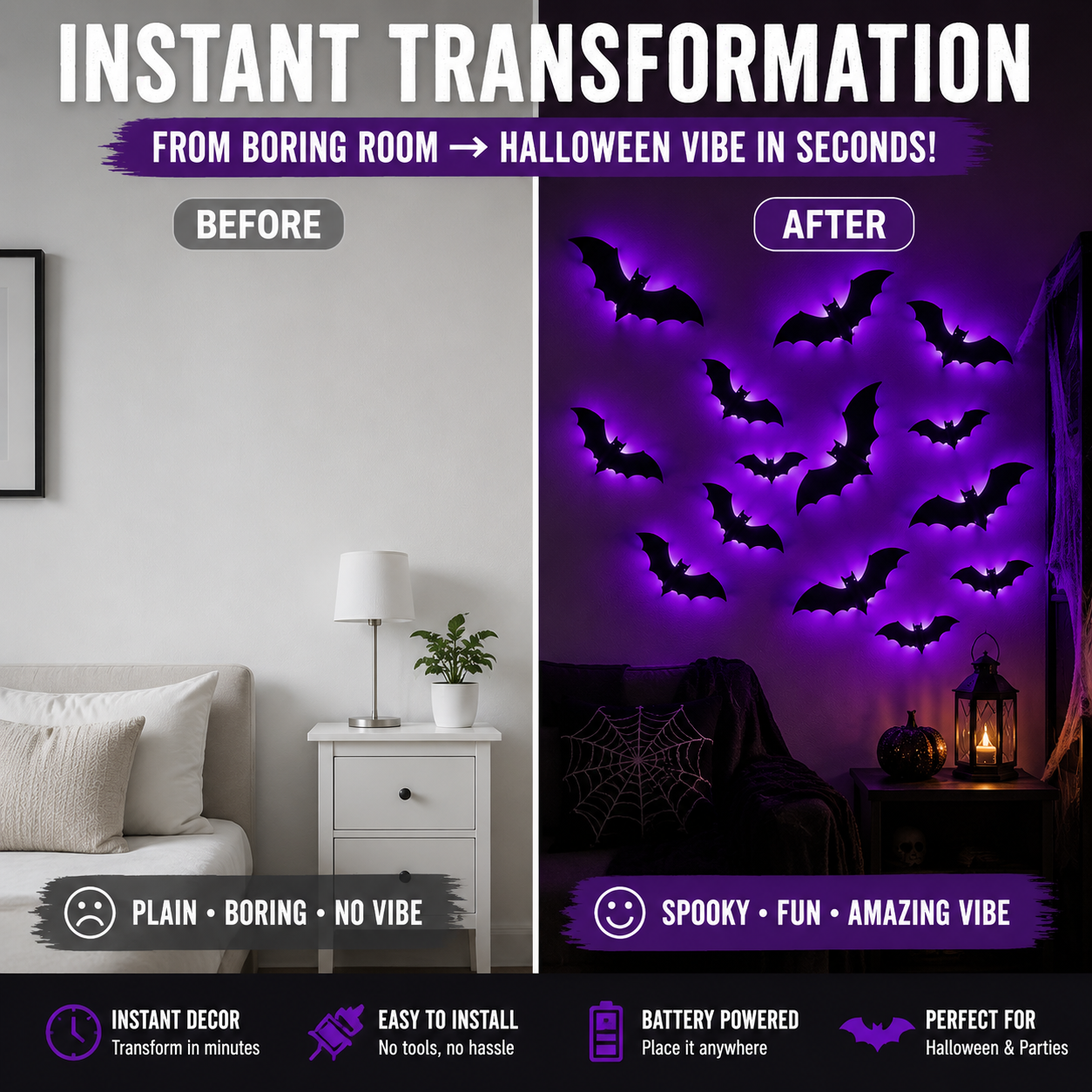 🦇 Viral Halloween Bat Wall Lights