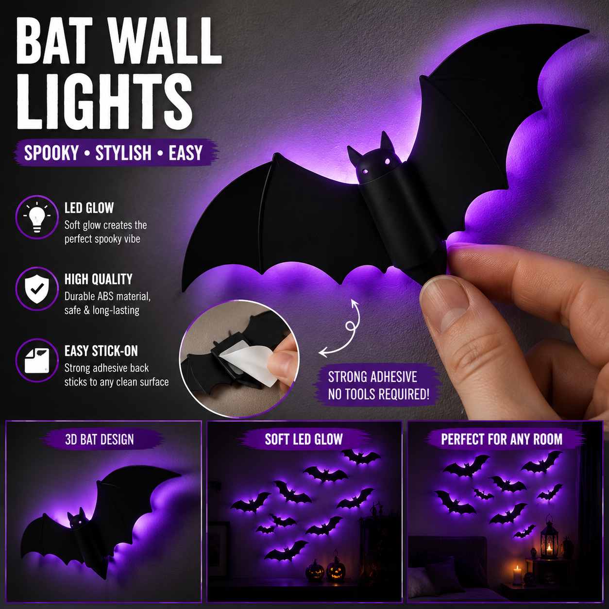 Light Up Your Walls with Halloween Bat Atmosphere Decor