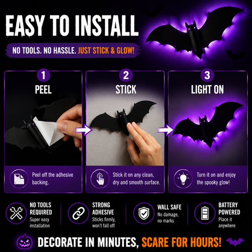 Light Up Your Walls with Halloween Bat Atmosphere Decor