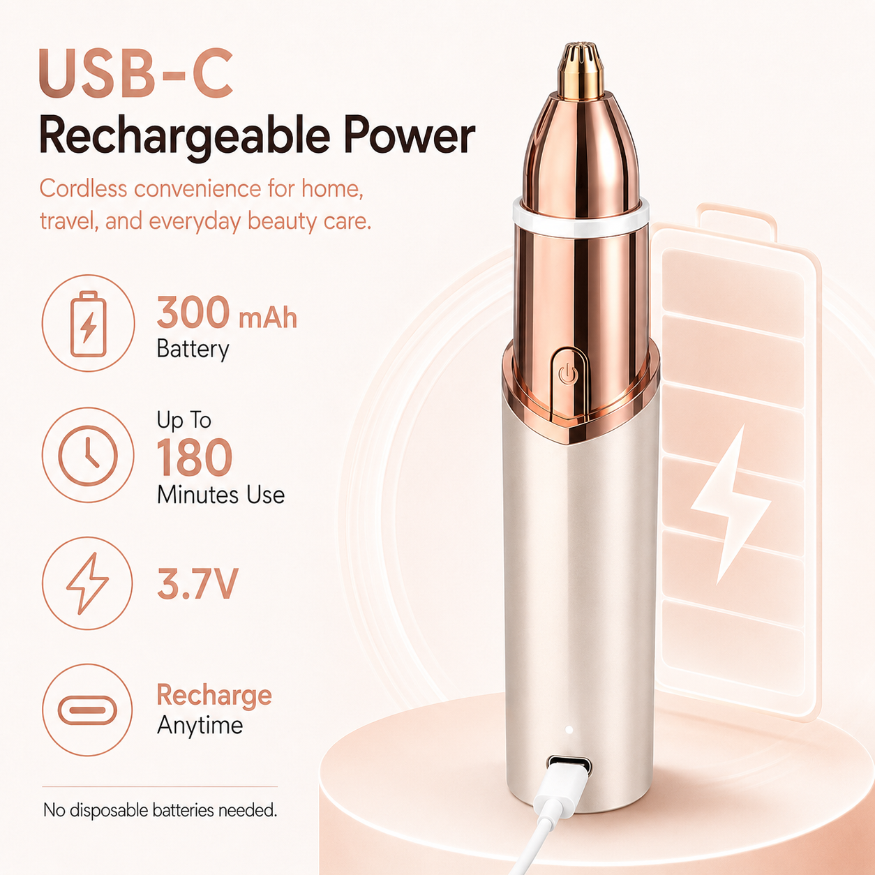 2-in-1 Facial & Eyebrow Hair Trimmer with LED Light | Painless Peach Fuzz Remover