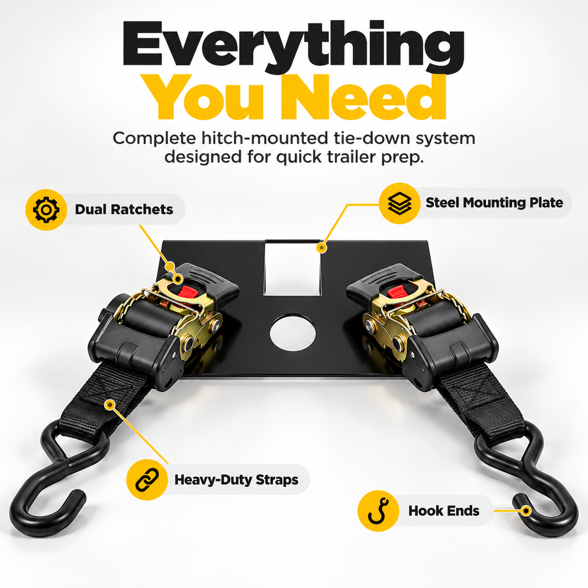 Receiver plate with two ratchets and hook ends