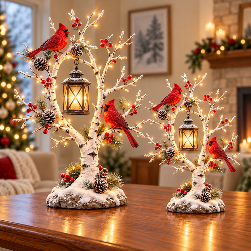 ❤️ Cardinal Winter Lantern Tree | Lighted Decor