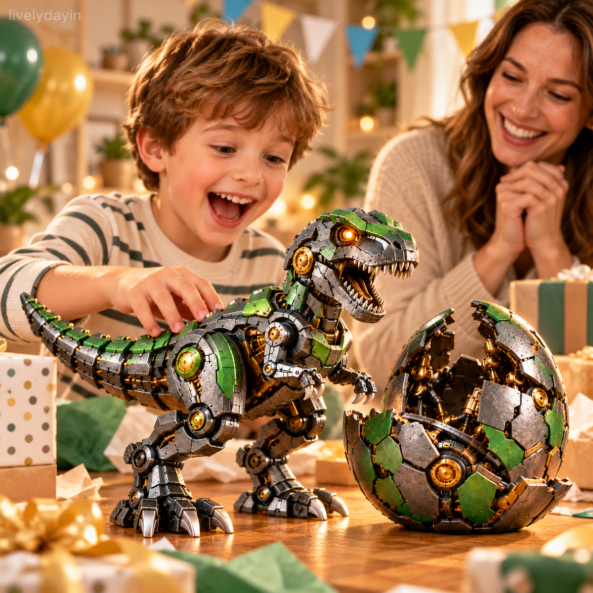 Mechanical T-Rex egg and robotic dinosaur design detail 6