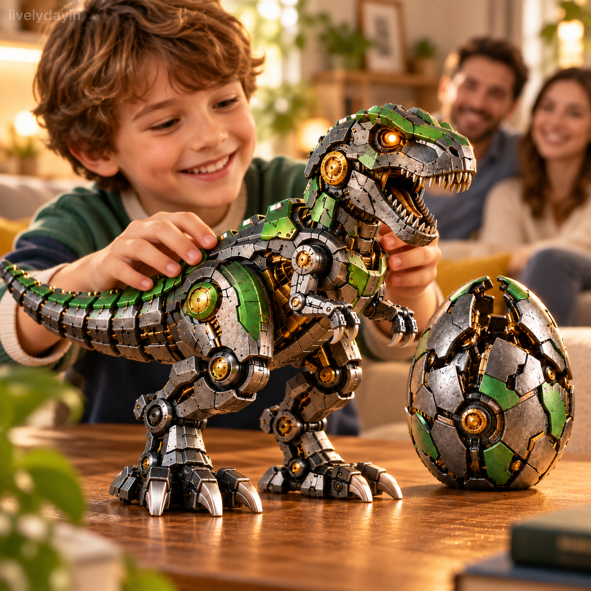 Mechanical T-Rex egg and robotic dinosaur design detail 5