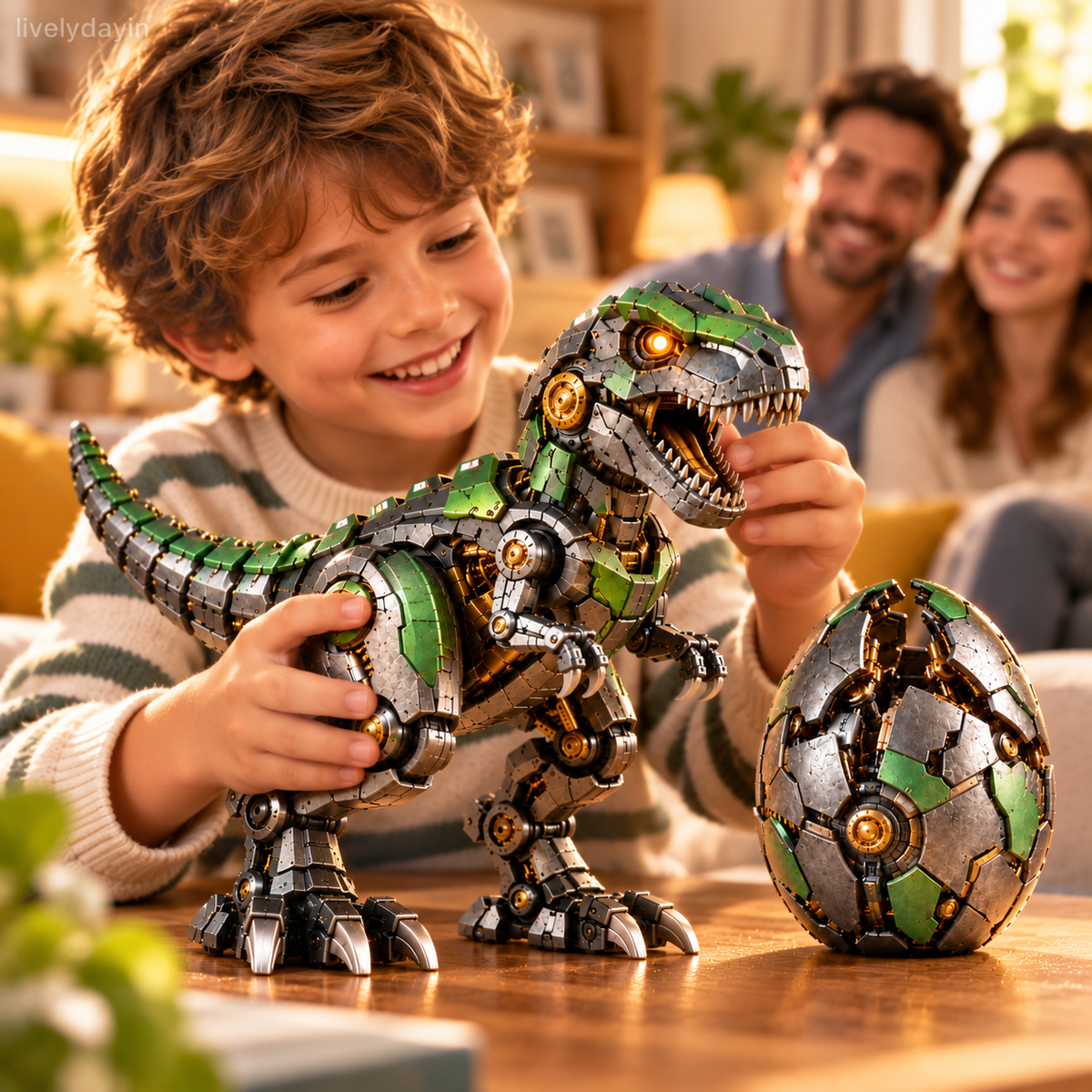 Mechanical T-Rex egg and robotic dinosaur design detail 3