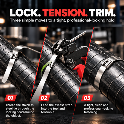 304 Stainless Steel Cable Tie Tool Kit – Tension, Trim & Release