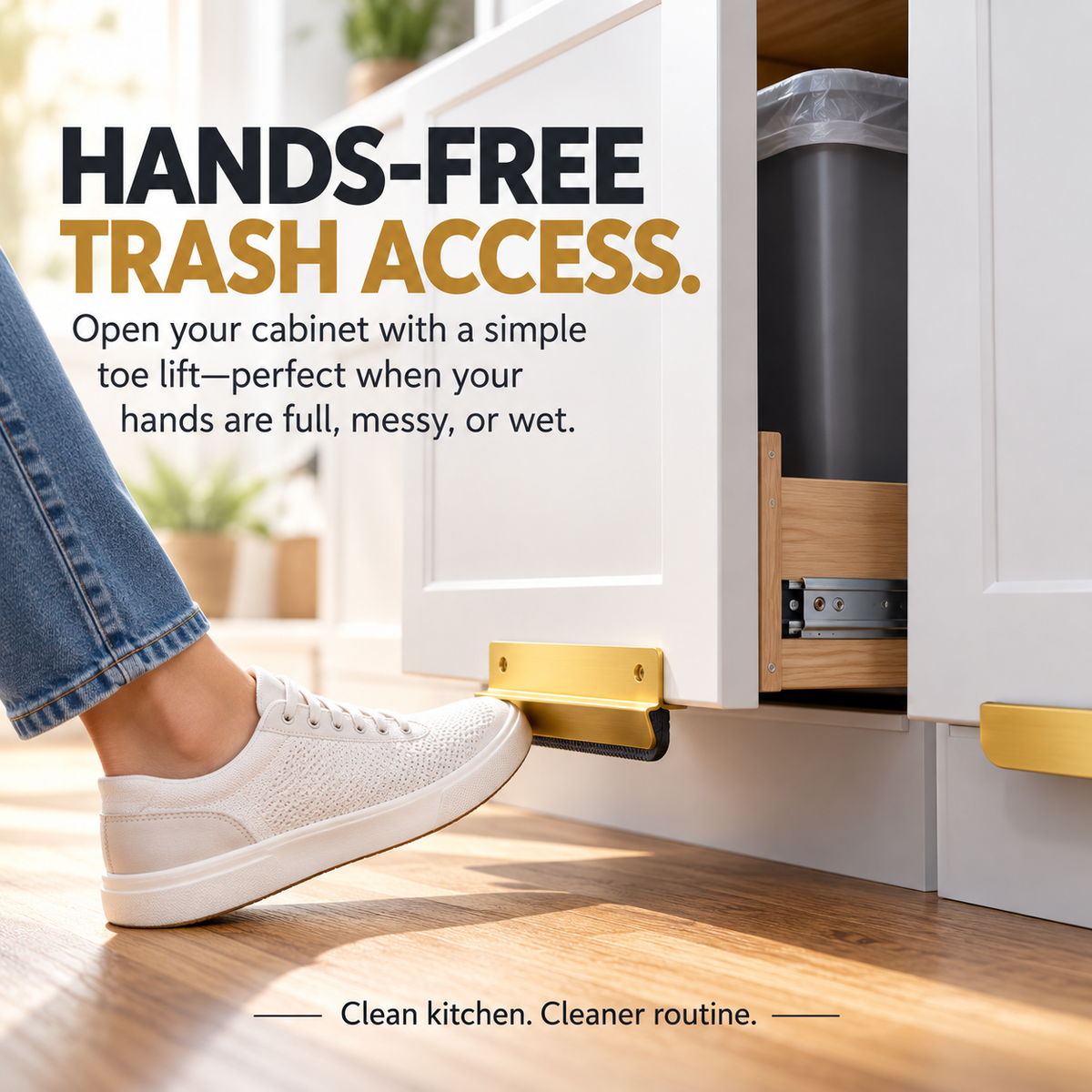 Hands-Free Cabinet Foot Pull – 4″ Aluminum Toe Opener