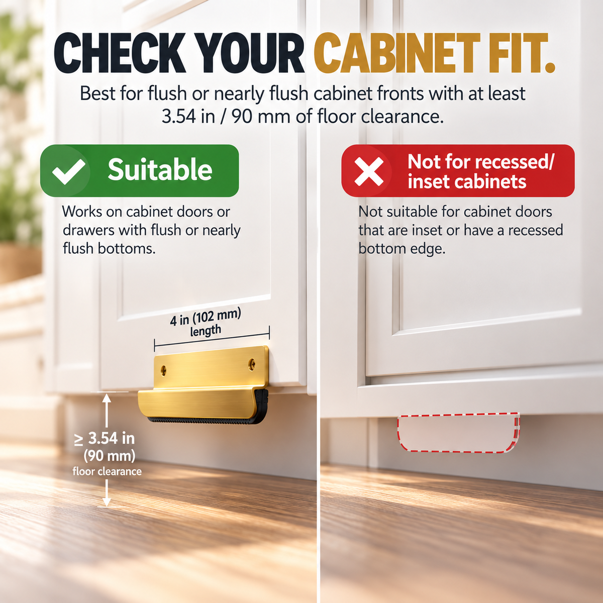 Hands-Free Cabinet Foot Pull – 4″ Aluminum Toe Opener