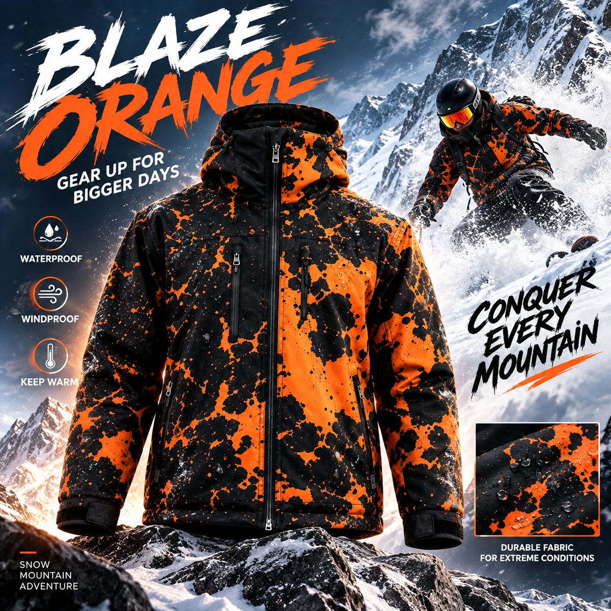 ❄️ Weather-Reactive Snow & Moisture Color-Changing Insulated Winter Ski Jacket 🏂