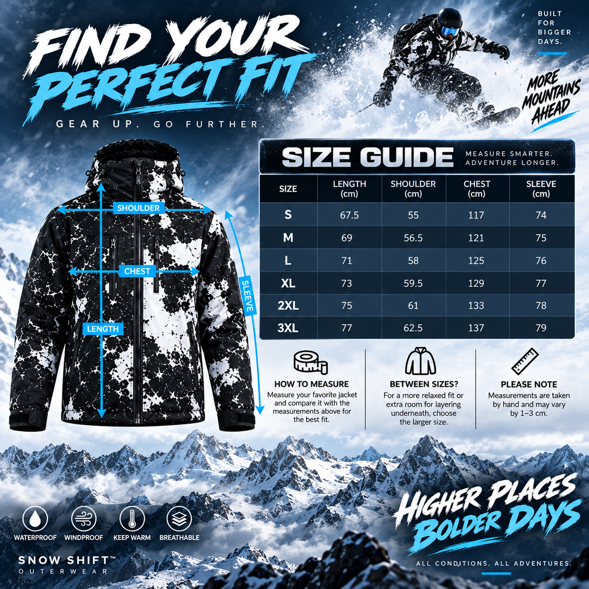 ❄️ Weather-Reactive Snow & Moisture Color-Changing Insulated Winter Ski Jacket 🏂