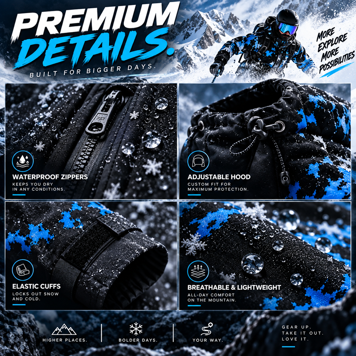 ❄️ Weather-Reactive Snow & Moisture Color-Changing Insulated Winter Ski Jacket 🏂