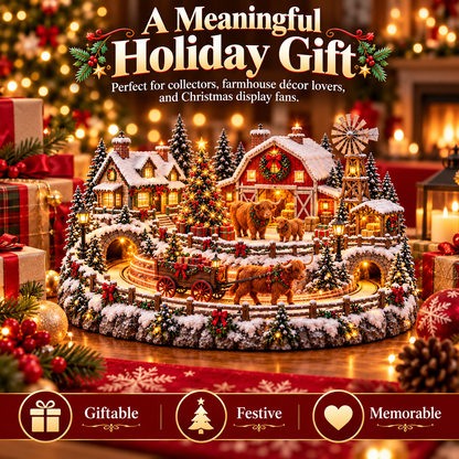 🐮 Animated Highland Cow Christmas Village | Lighted Farmhouse Holiday Décor