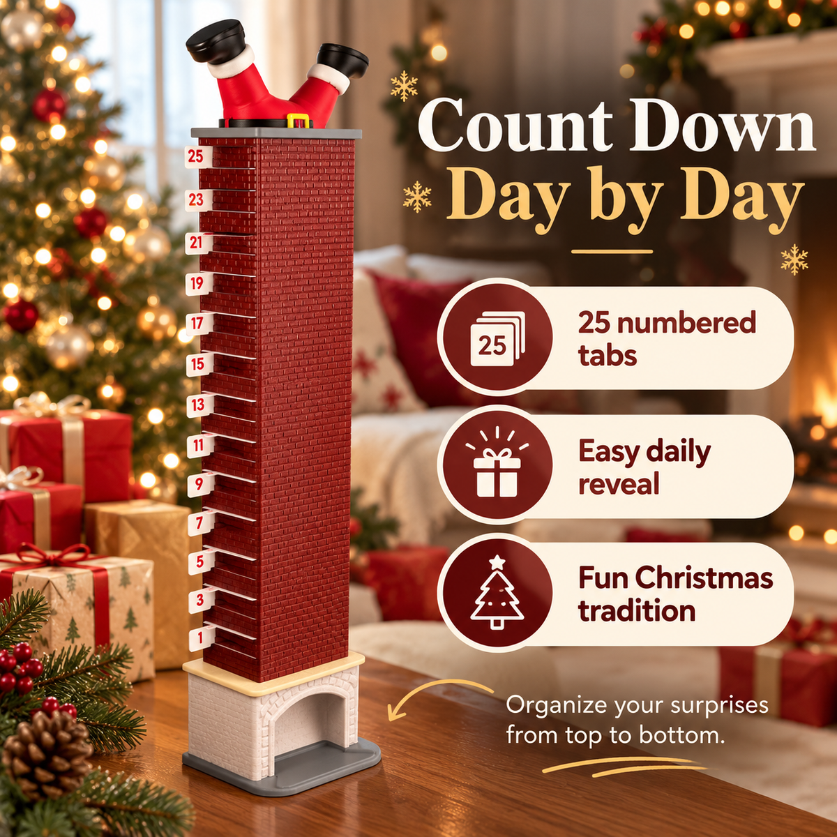 🎅 Christmas Chimney Advent Calendar – 25-Day Candy Surprise Countdown 🎄