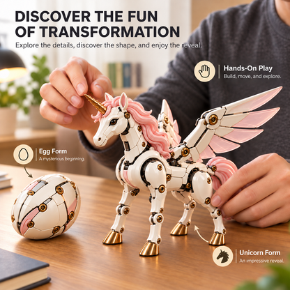 🦄 2-in-1 Transforming Mechanical Unicorn Egg – Winged Fantasy Figure