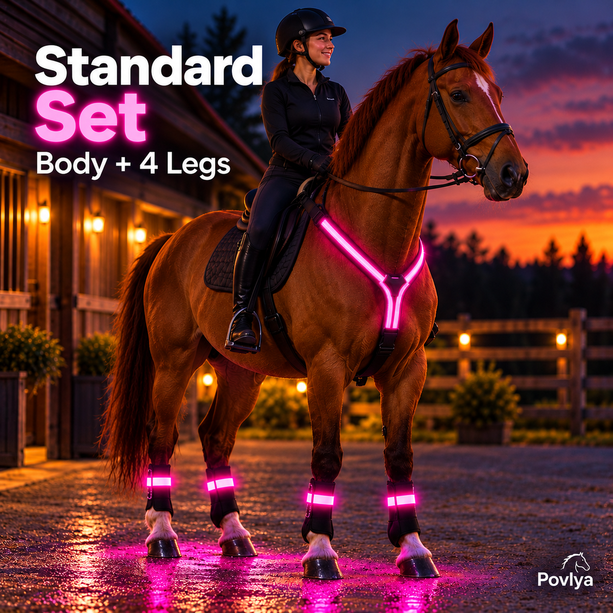 🐴 LED Horse Light Set – Neck, Tail & 4 Leg Bands ✨