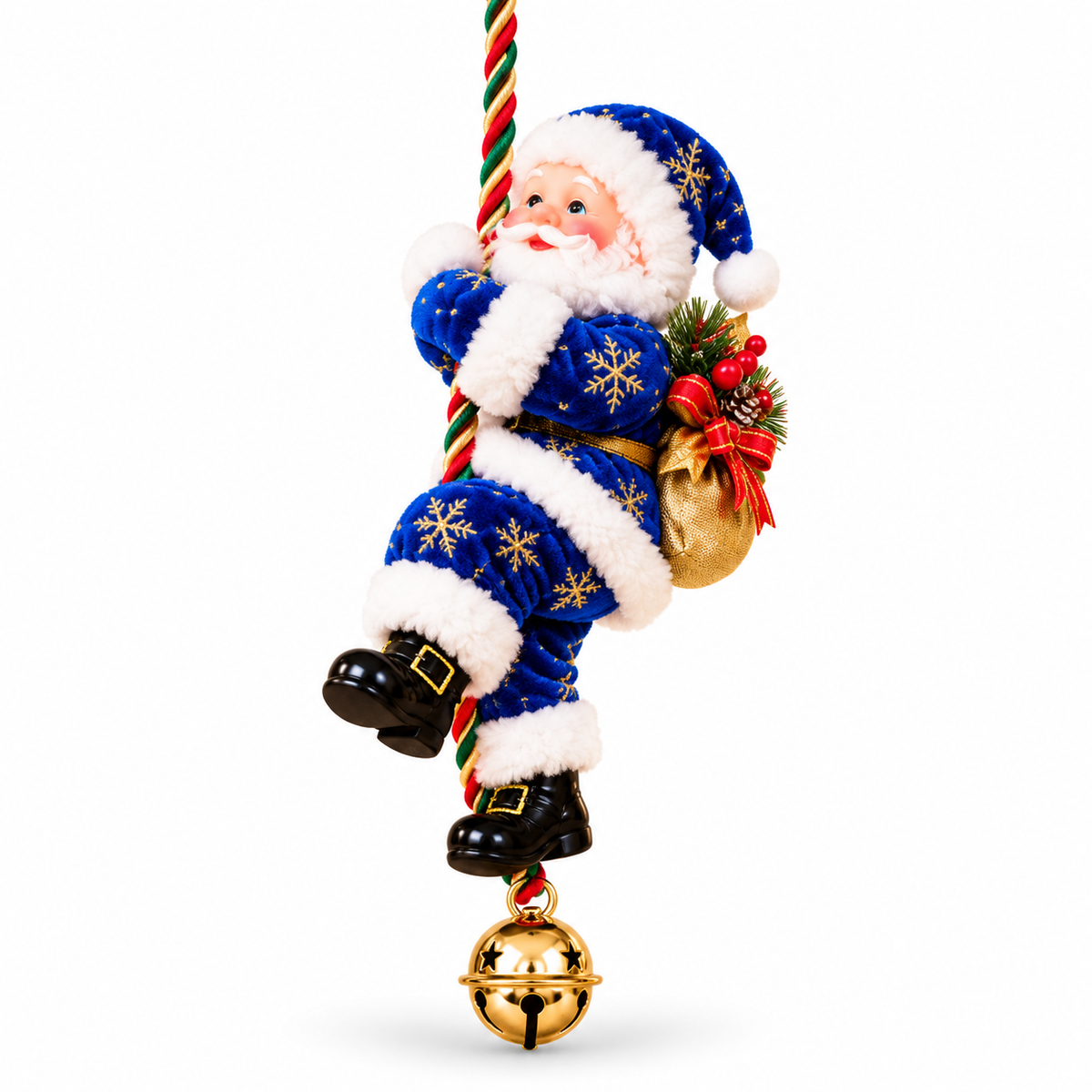 🎅🎄 Climbing Santa™ Christmas Rope Ornament – 4 Festive Colors | Adorable Santa with Gift Sack & Golden Jingle Bell | Holiday Porch & Home Decor ✨