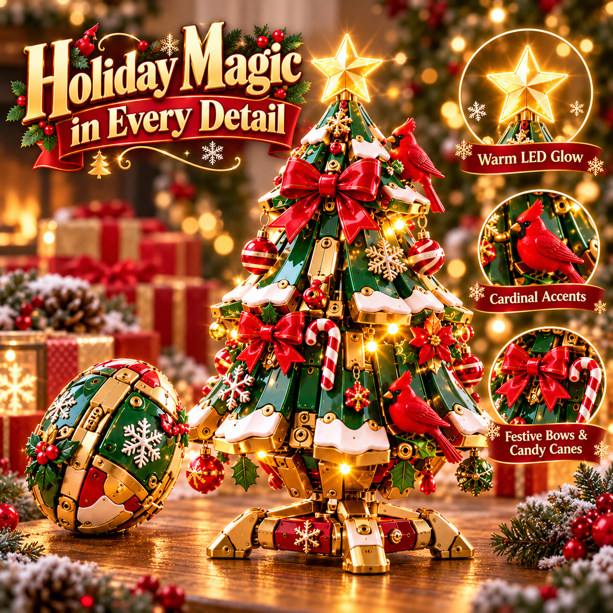 🔥 Egg-to-Christmas Tree Magical Transforming Toy🎄 Cardinal Christmas Tree Holiday Gift 🎁