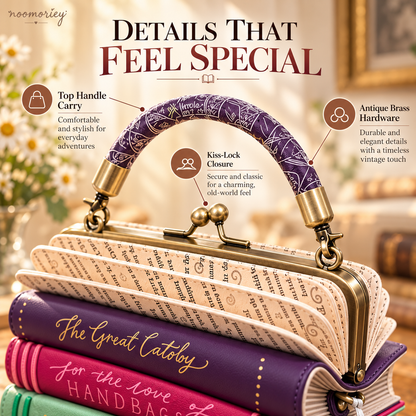 📚✨ Vintage Book Stack Handbag – Whimsical Top-Handle Purse with Antique Gold Clasp | Unique Gift for Book Lovers 🎁