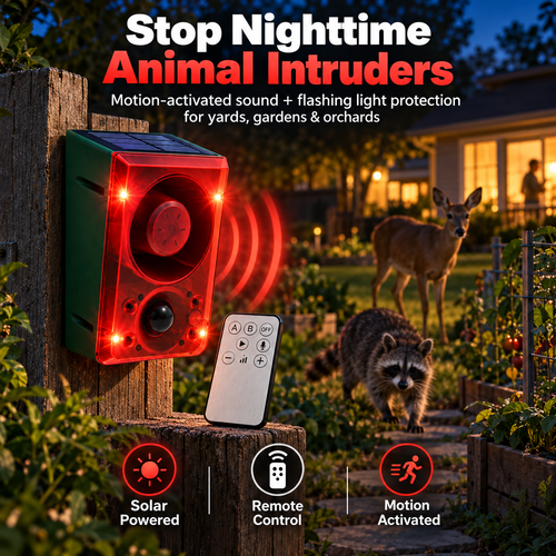 🔥Black Friday 50% OFF🎁🚨 Solar-Powered Outdoor Motion Alarm – Remote-Controlled Farm & Garden Security Siren