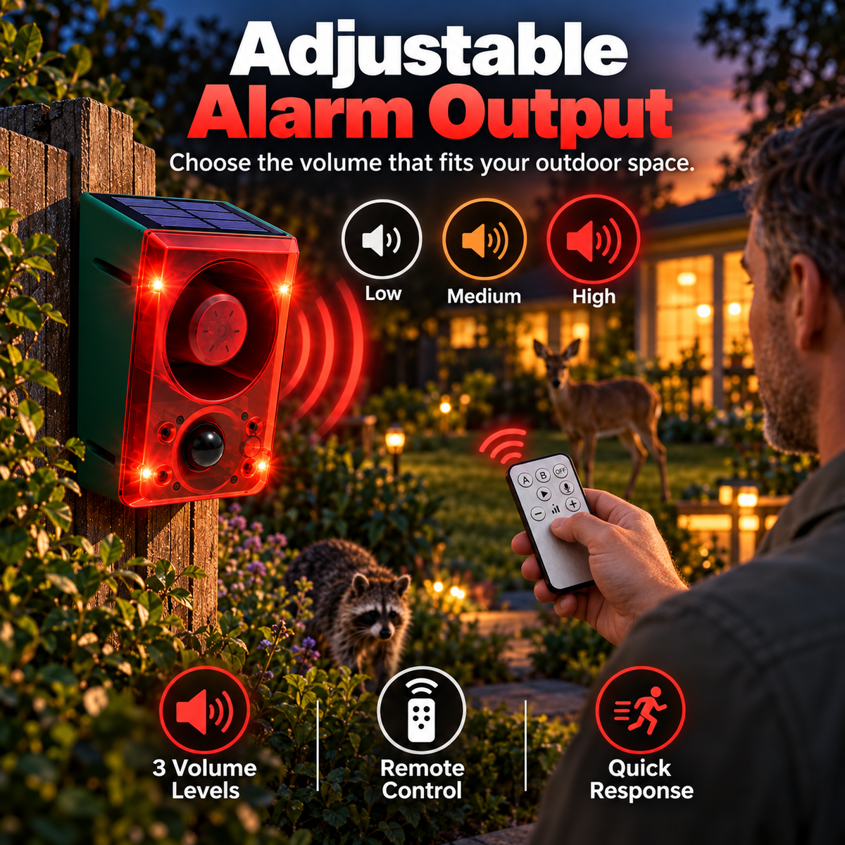 🔥Black Friday 50% OFF🎁🚨 Solar-Powered Outdoor Motion Alarm – Remote-Controlled Farm & Garden Security Siren