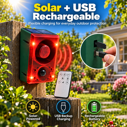 🔥Black Friday 50% OFF🎁🚨 Solar-Powered Outdoor Motion Alarm – Remote-Controlled Farm & Garden Security Siren