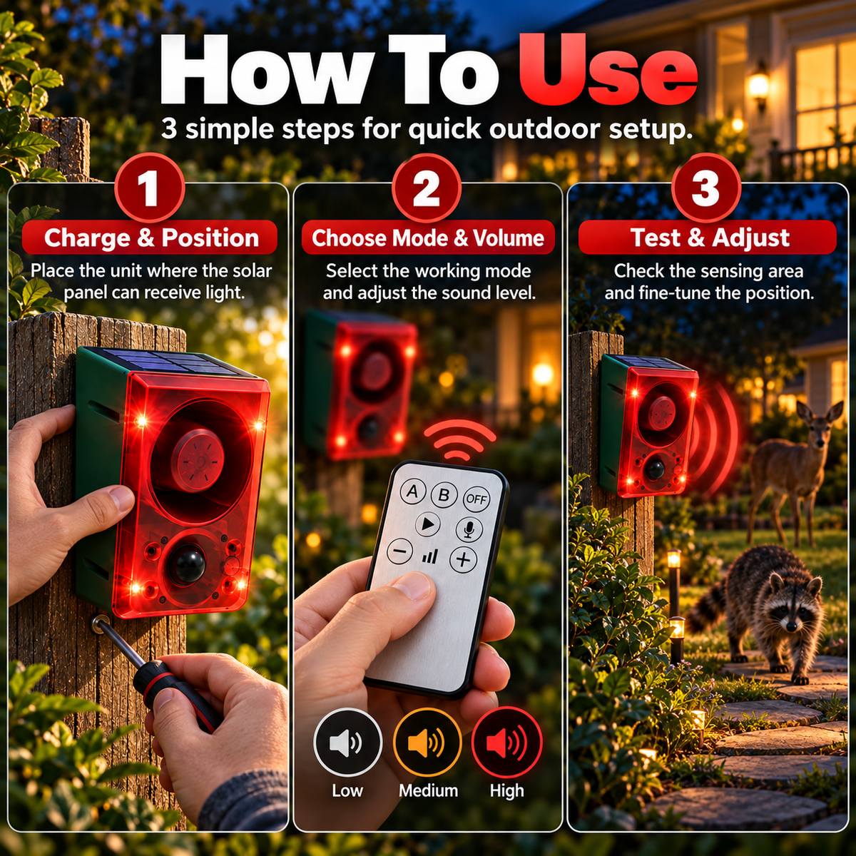 🔥Black Friday 50% OFF🎁🚨 Solar-Powered Outdoor Motion Alarm – Remote-Controlled Farm & Garden Security Siren