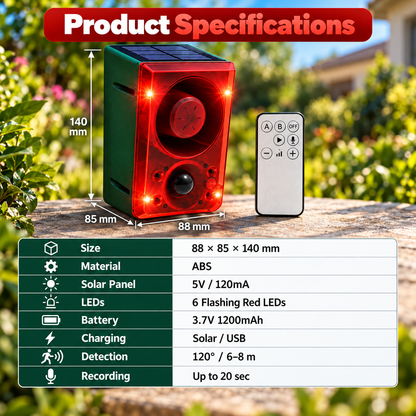 🔥Black Friday 50% OFF🎁🚨 Solar-Powered Outdoor Motion Alarm – Remote-Controlled Farm & Garden Security Siren