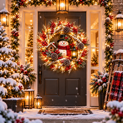 🔥 LAST DAY 49% OFF 🔥❤️ Official Snowy Birch Cardinal Wreath™ – Authentic Quality Lighted Christmas Door Wreath with Paired Red Cardinals, Berries & Pinecones ✨