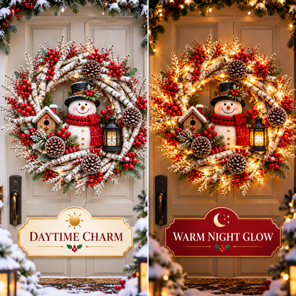 🔥 LAST DAY 49% OFF 🔥❤️ Official Snowy Birch Cardinal Wreath™ – Authentic Quality Lighted Christmas Door Wreath with Paired Red Cardinals, Berries & Pinecones ✨