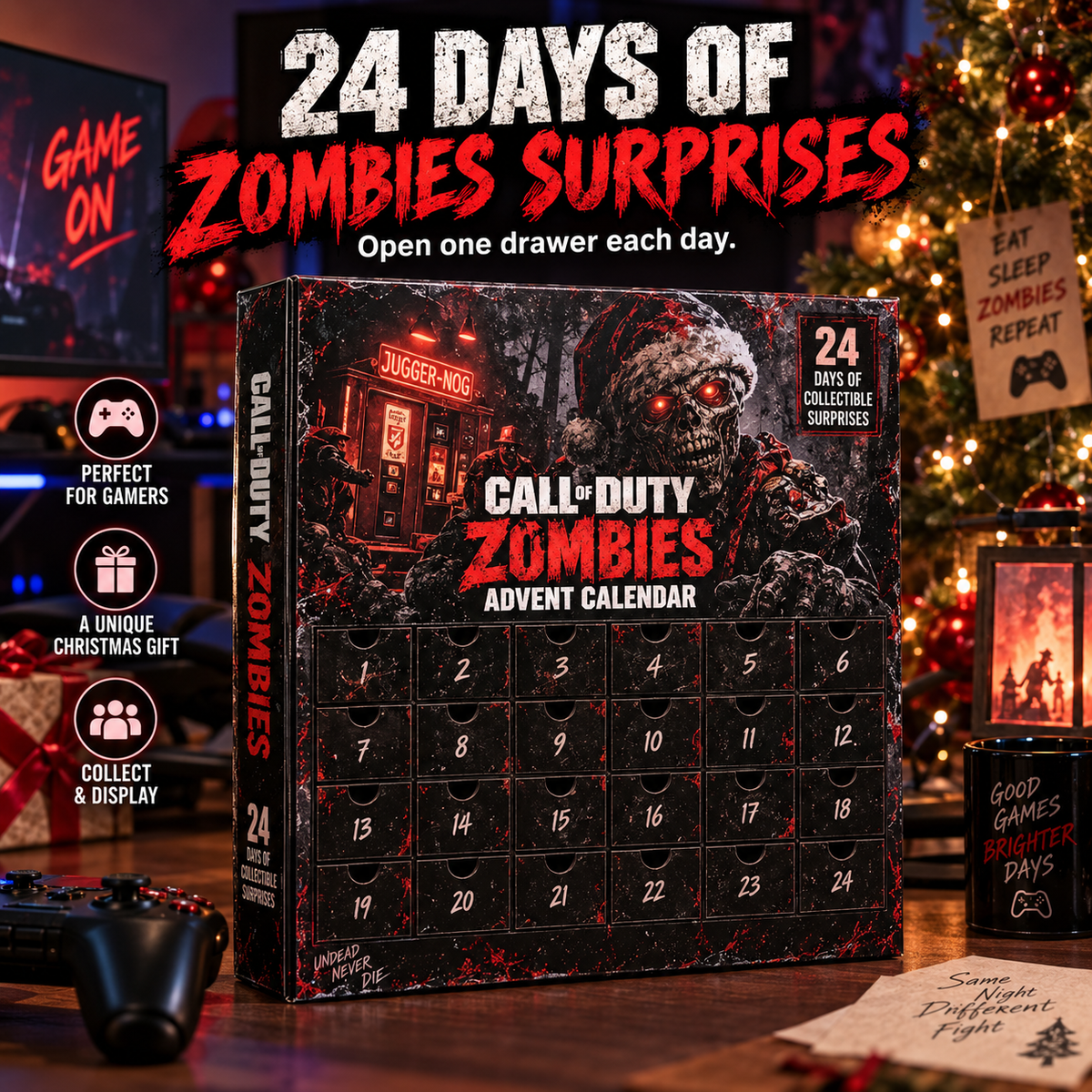 24-Day Zombies Christmas Advent Calendar – Gaming Collectible Countdown Gift Set