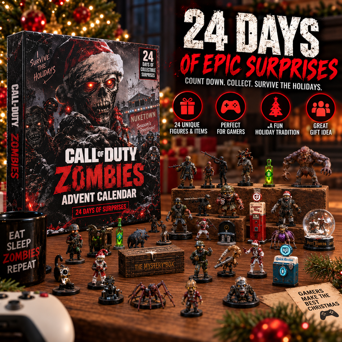 24-Day Zombies Christmas Advent Calendar – Gaming Collectible Countdown Gift Set