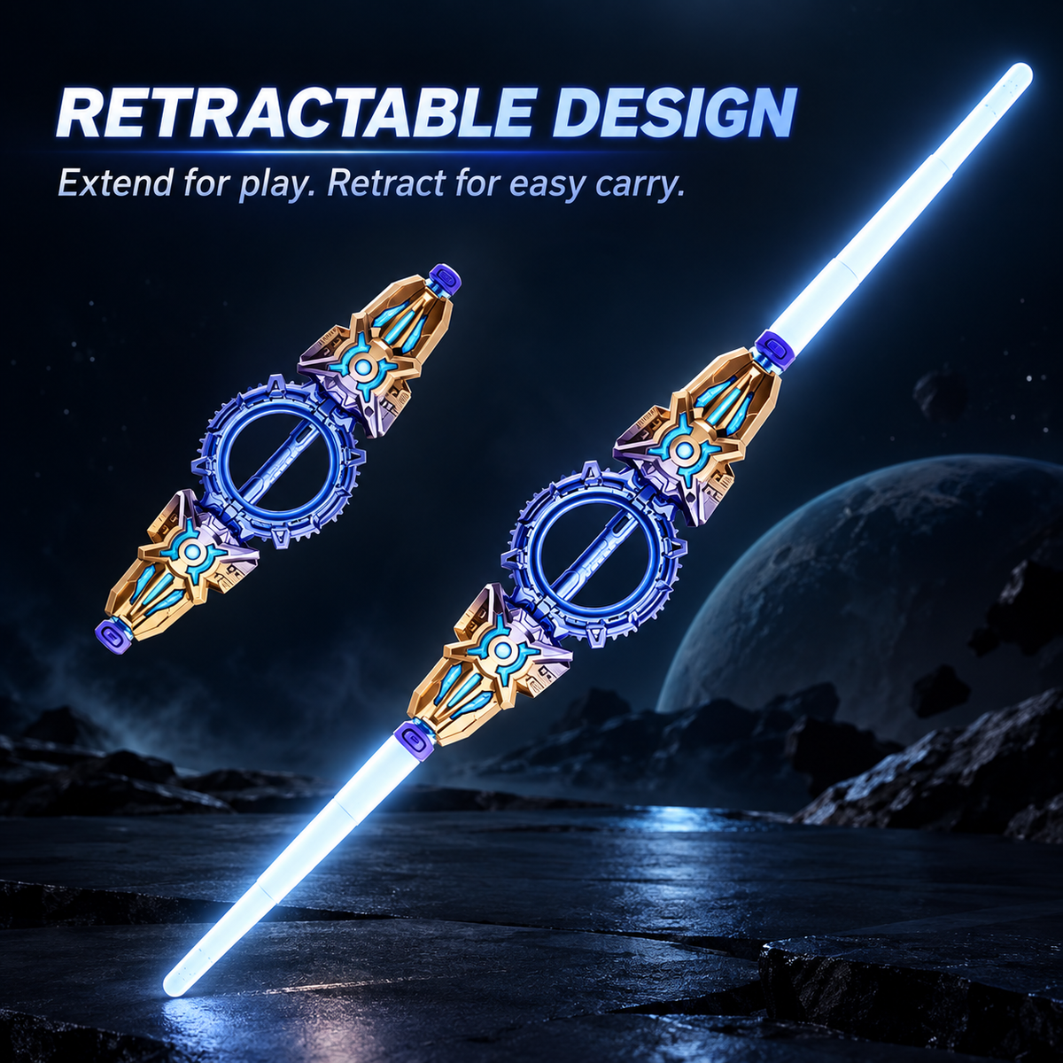 4-Color Retractable Dual-Blade Light-Up Spin Sword