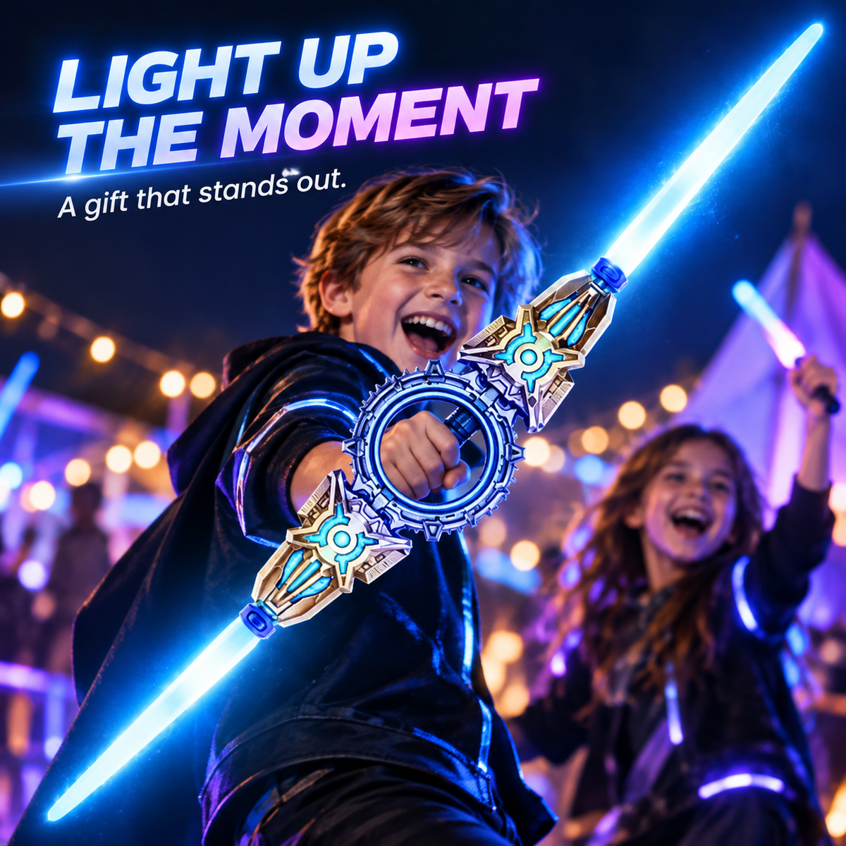 4-Color Retractable Dual-Blade Light-Up Spin Sword