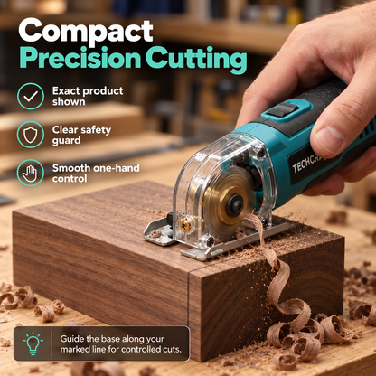 Compact Precision Mini Circular Saw – One-Hand Wood Cutting Tool with Clear Blade Guard