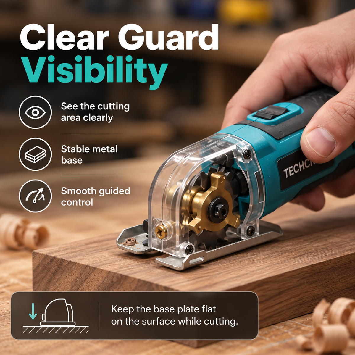 Compact Precision Mini Circular Saw – One-Hand Wood Cutting Tool with Clear Blade Guard