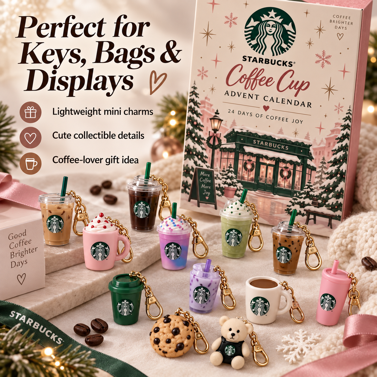 24-Day Coffee Lover Advent Calendar – Mini Café Charm Christmas Countdown Gift Set