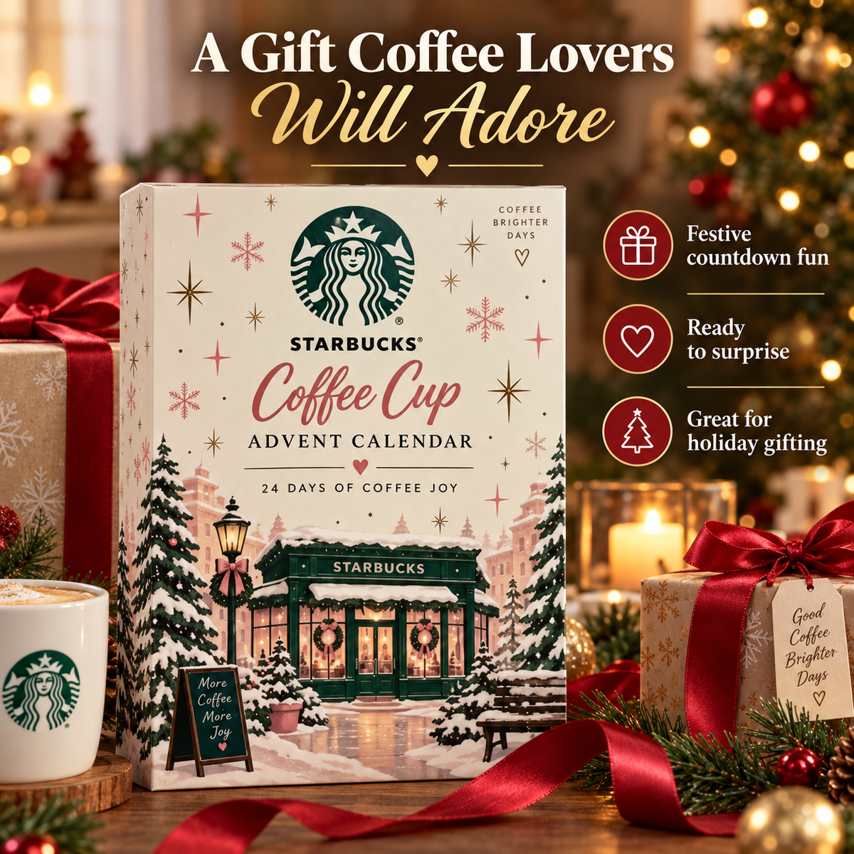 24-Day Coffee Lover Advent Calendar – Mini Café Charm Christmas Countdown Gift Set
