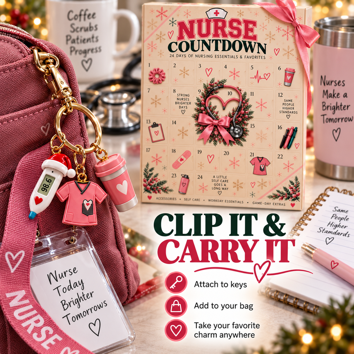 24-Day Nurse Christmas Advent Calendar – Nursing-Themed Surprises & Self-Care Countdown Gift